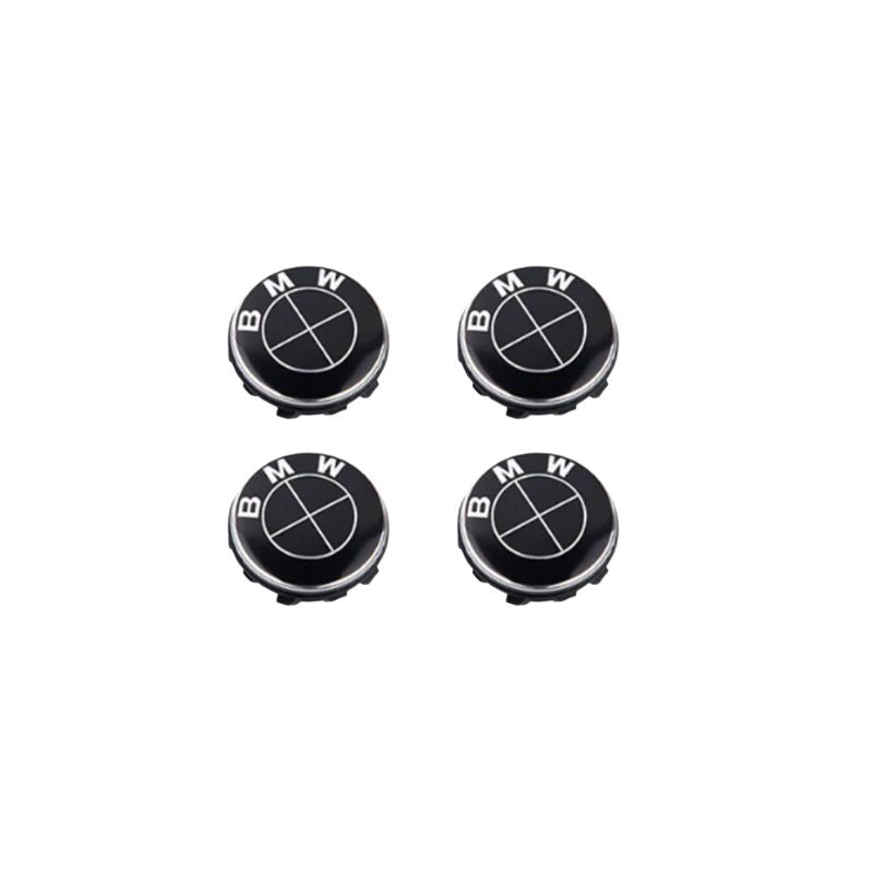 BMW Classic Full Black Floating Wheel Centre Cap Set