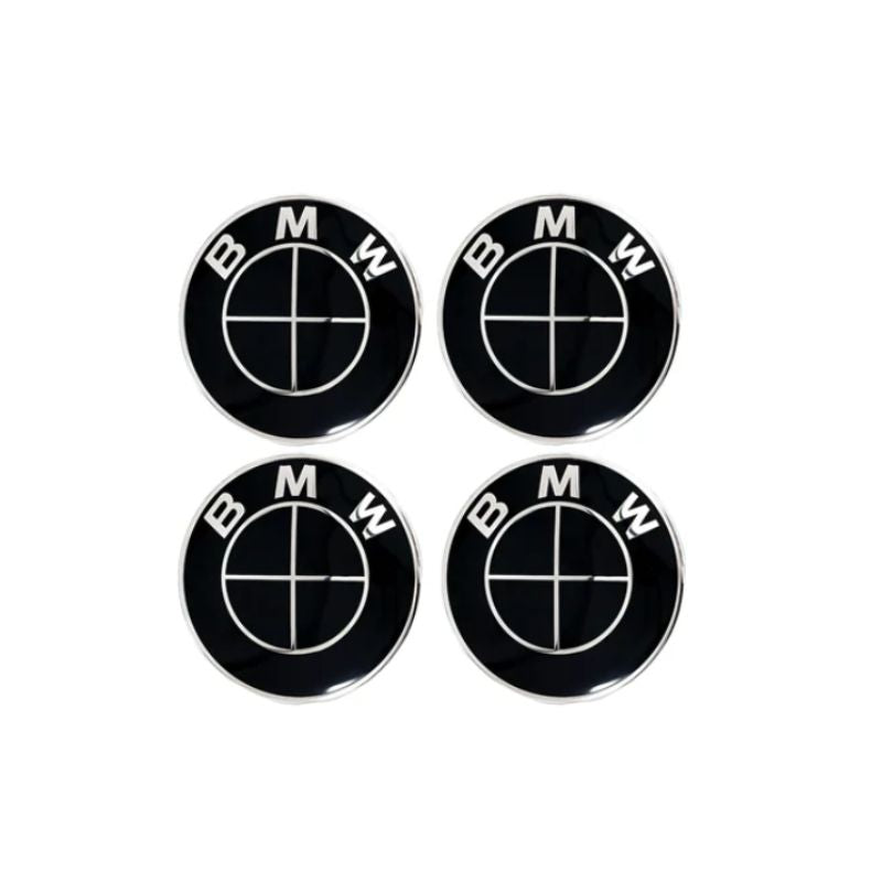 BMW Classic Full Black Floating Wheel Centre Cap Set