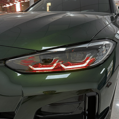 BMW G22 4 Series with red DRL kit installed