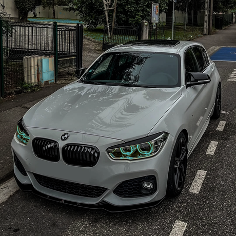 BMW F20 1 Series LCI with icy blue DRL kit installed
