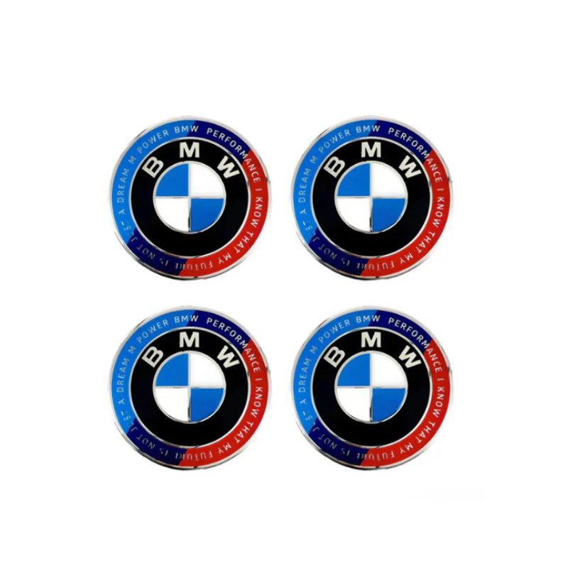 BMW 50TH Anniversary V2 Floating Wheel Centre Cap Set