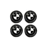 BMW 50TH Anniversary White Black Floating Wheel Centre Cap Set