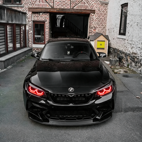 BMW F87 M2 F22 Red DRL Kit - front driveway shot