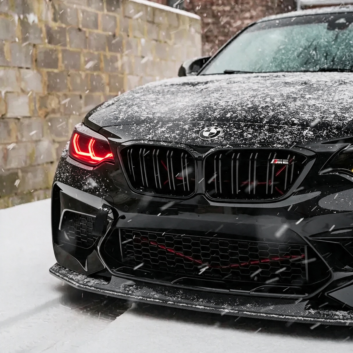 BMW F87 M2 F22 Red DRL Kit - snow shot