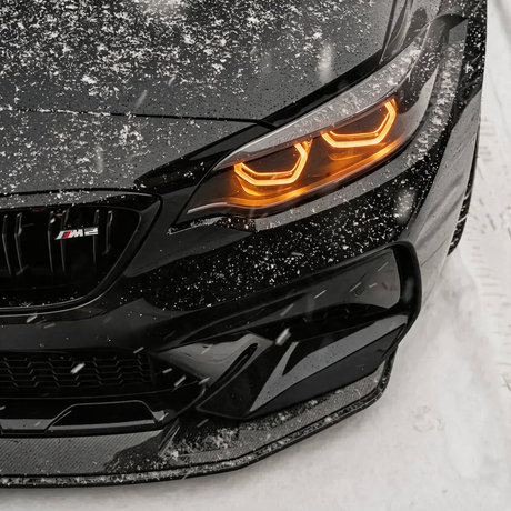 BMW F87 M2 F22 Amber DRL Kit - close headlight shot