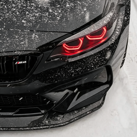 BMW F87 M2 F22 Red DRL Kit - close headlight shot