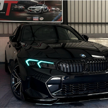 BMW G20 3 Series with ice blue DRL kit installed