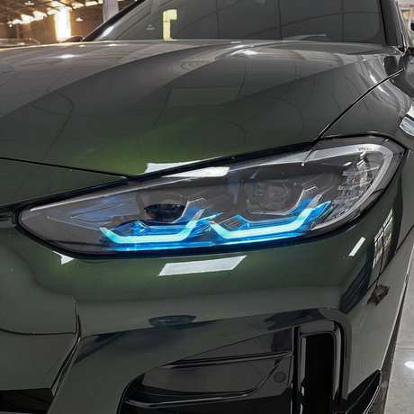 BMW G22 4 Series with blue DRL kit installed
